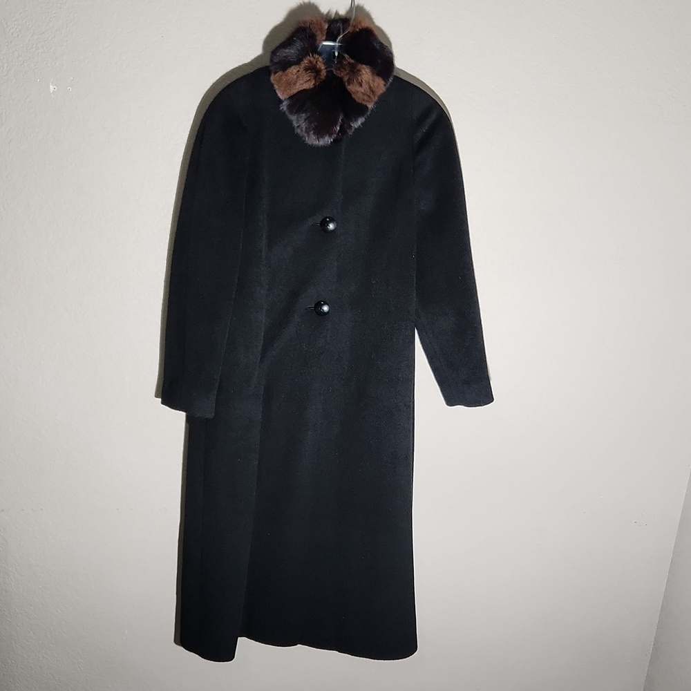 ZLM Womens Coat Small Fur Collar Trench Coat black brown Vintage